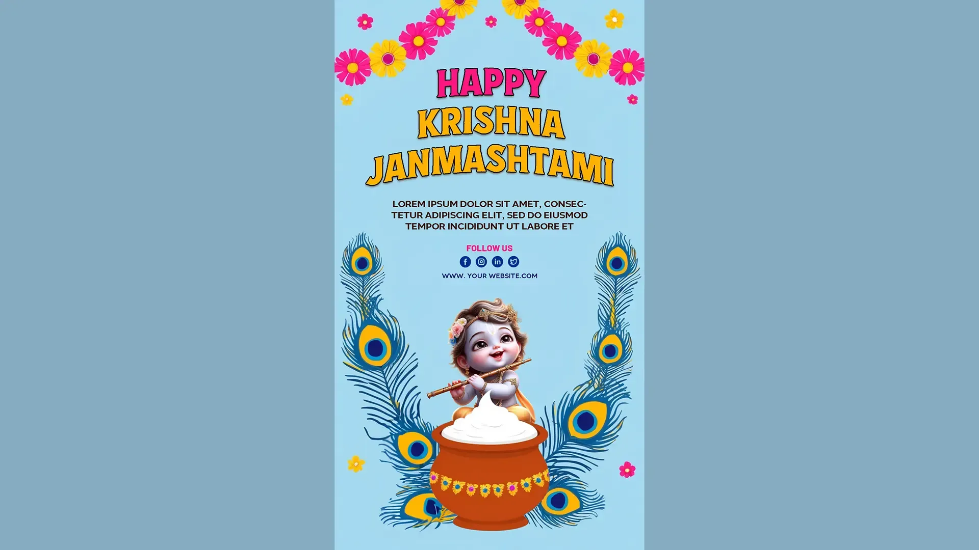 Traditional Krishna Janmashtami Instagram Story PSD Template image